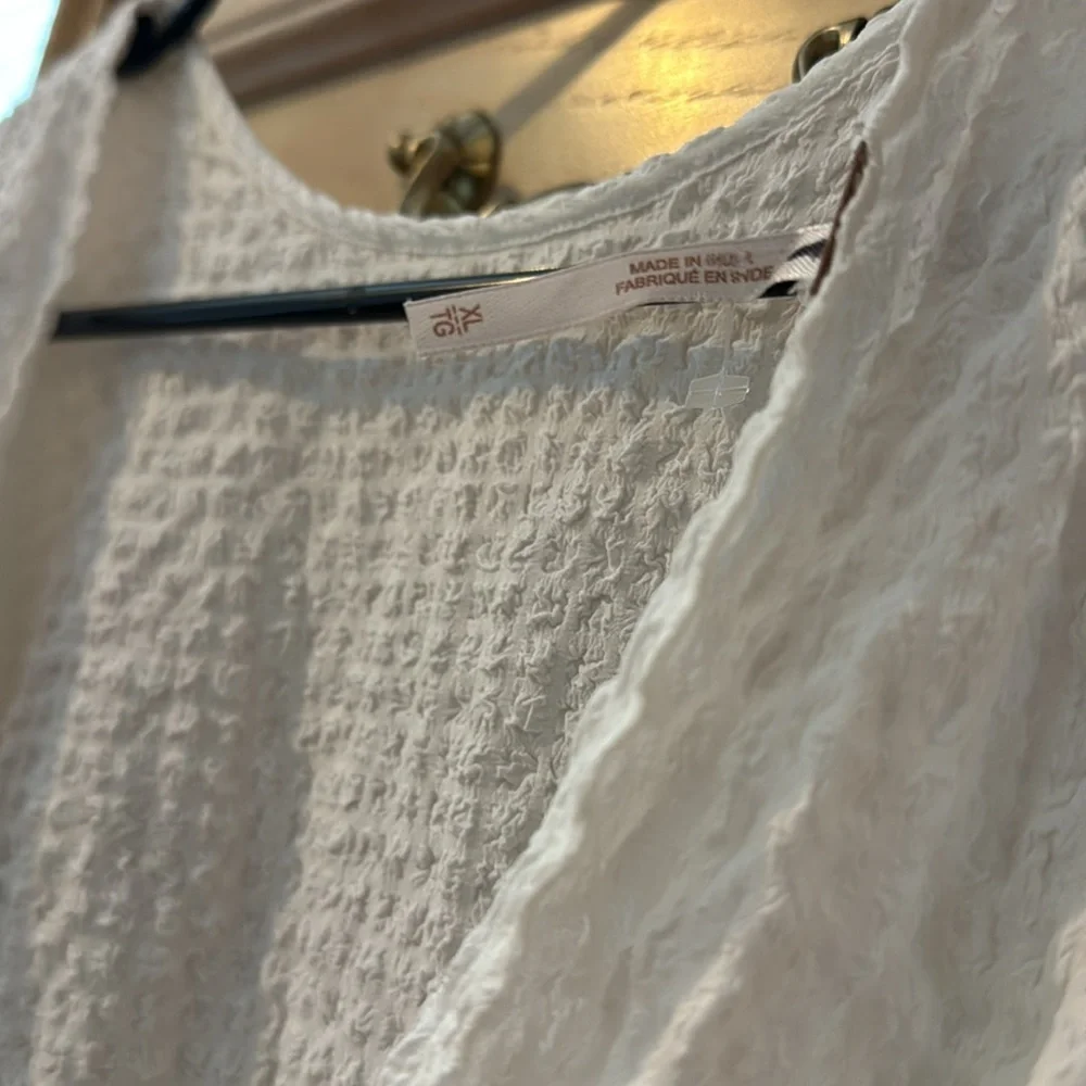 Free People Crinkle Puff Sleeve Textured Top